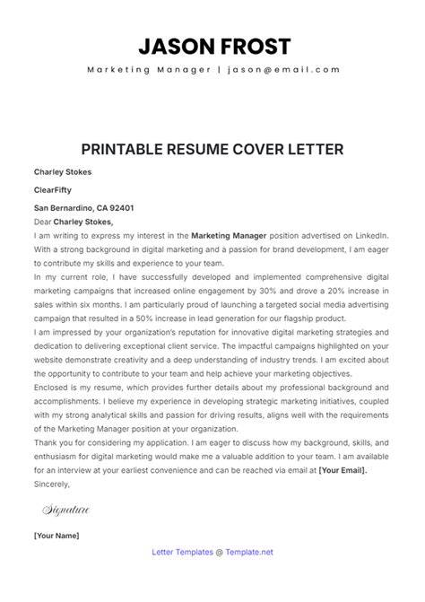 Cover Letter Resume Template