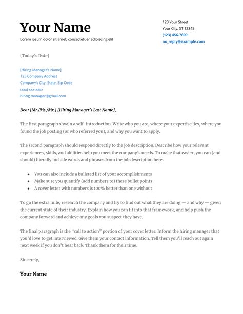 Cover Letter Template Docs