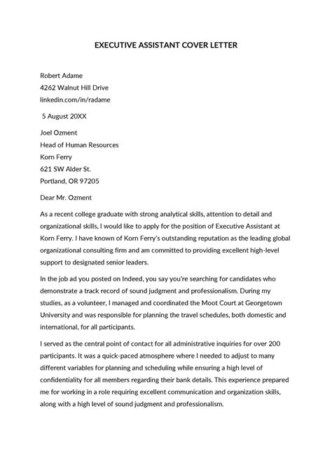 Cover Letter Template For Executive Assistant