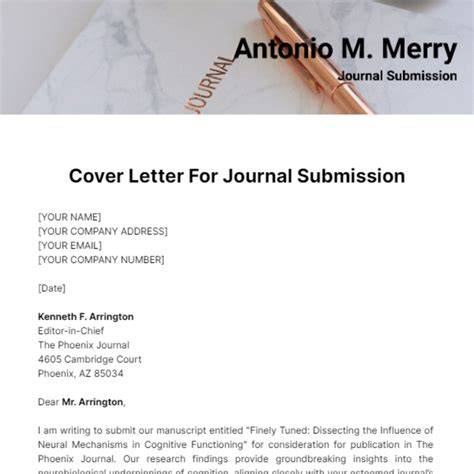 Cover Letter Template For Journal Submission