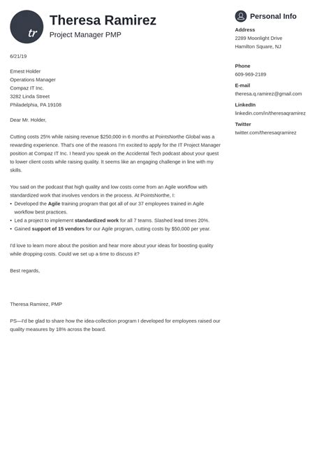 Cover Letter Template Spacing