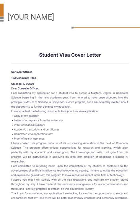 Cover Letter Template Visa