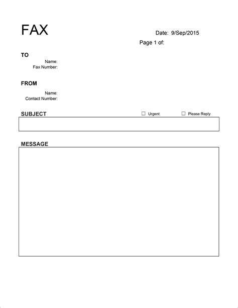 Cover Page For Fax Template