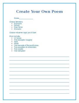 Create A Poem Template