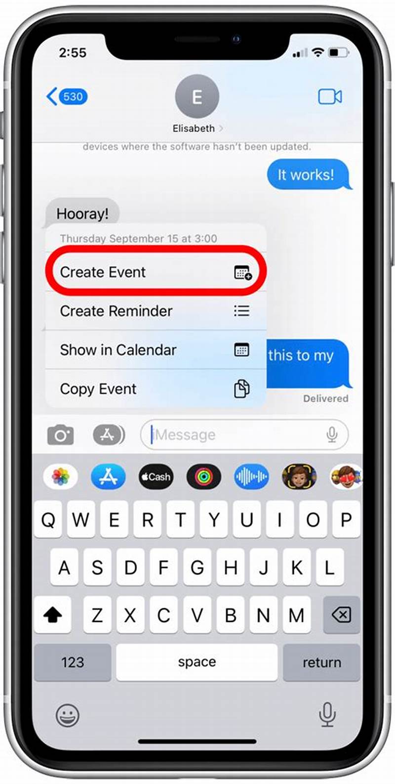 Create Calendar Event From Text Message