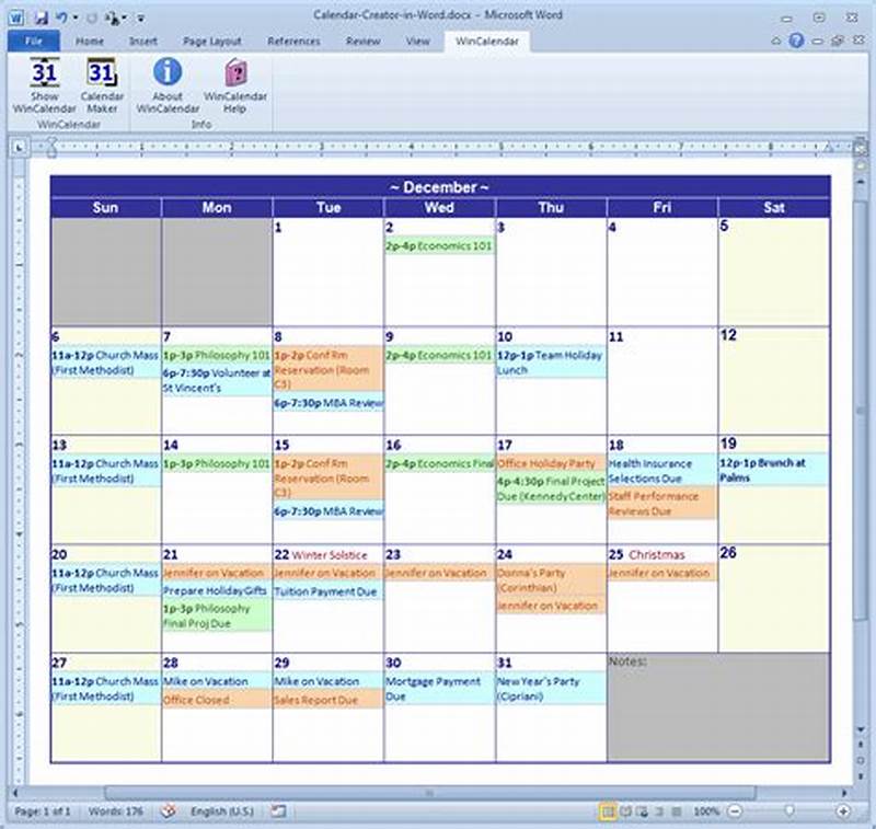 Create Calendar Program