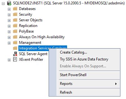 Create Integration Service Catalog On Sql Server 2016