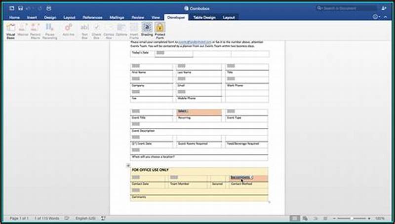 Creating A Fillable Form In Word 2016