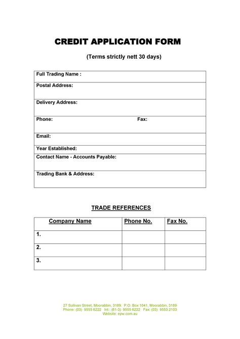 Credit Application Template