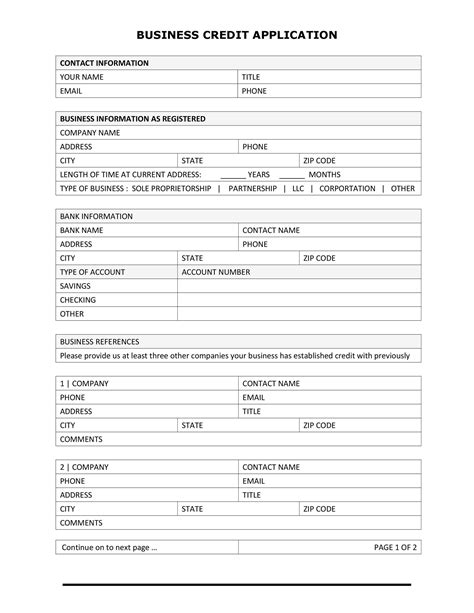 Credit Application Template Word