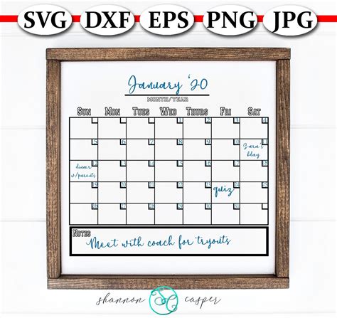 Cricut Calendar Template