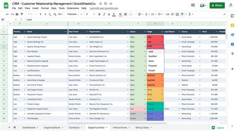 Crm Template Google Sheets