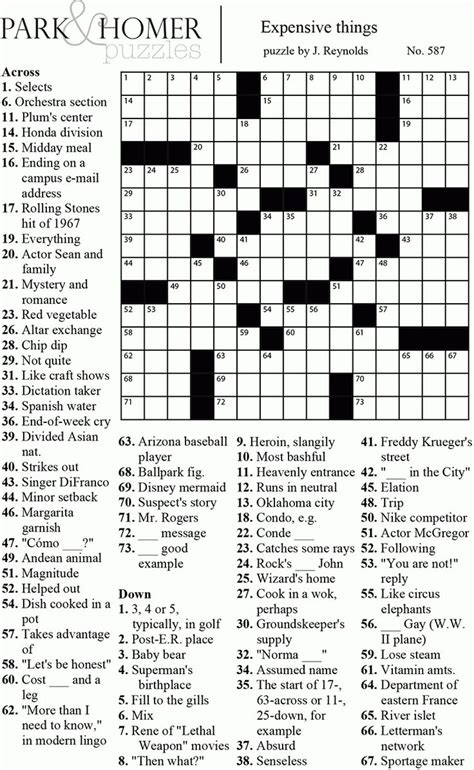 Crossword Puzzles With Answers Printable