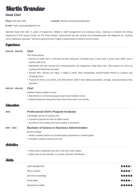 Culinary Resume Template