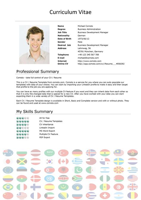 Curriculum Vitae Template With Photo