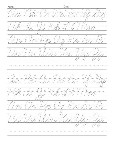 Cursive Alphabet Tracing Printable