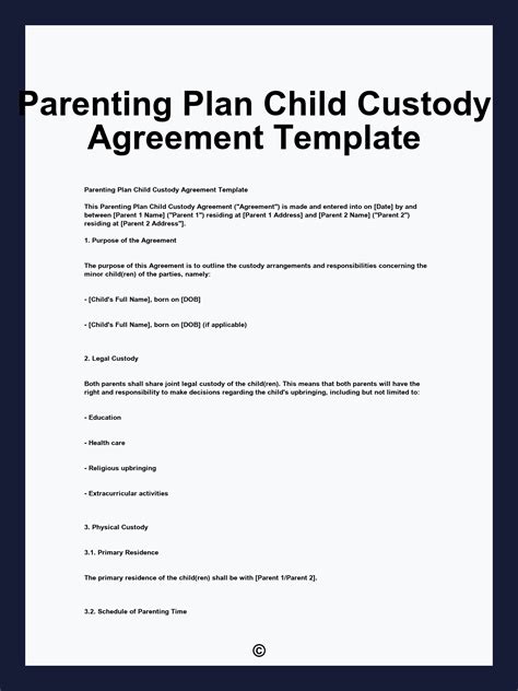 Custody Agreement Template
