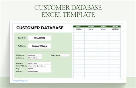 Customer Data Excel Template