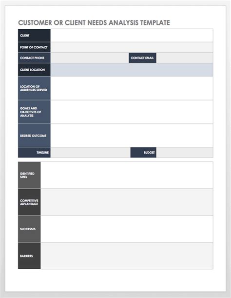 Customer Needs Analysis Template