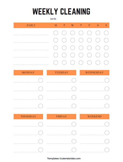 Customizable Free Editable Cleaning Schedule Template