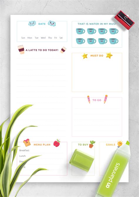Cute Daily Planner Template