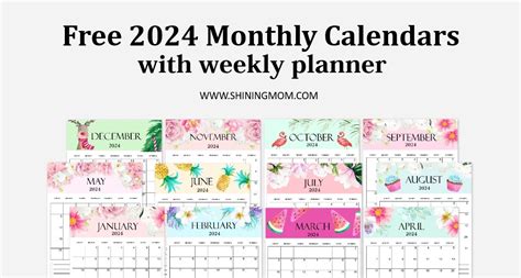 Cute Monthly Calendar Printable