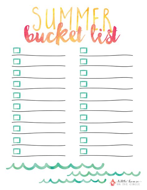 Cute Printable Bucket List Template