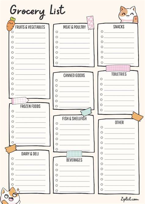 Cute Shopping List Template