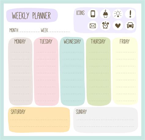 Cute Weekly Calendar Printable