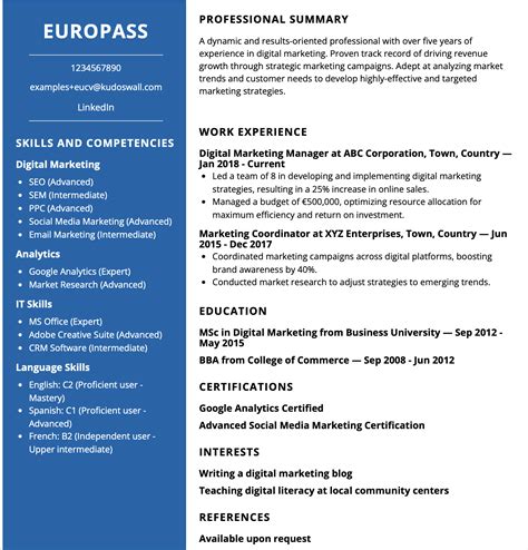 Cv Europass Template