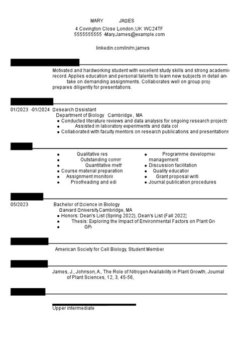 Cv Harvard Template