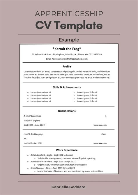 Cv Template Apprenticeship