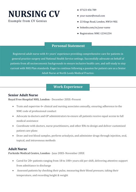 Cv Template For Nurses Uk