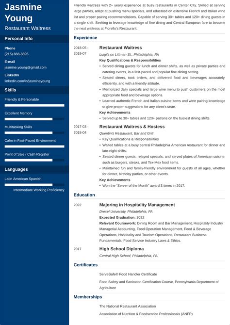 Cv Template Waiter