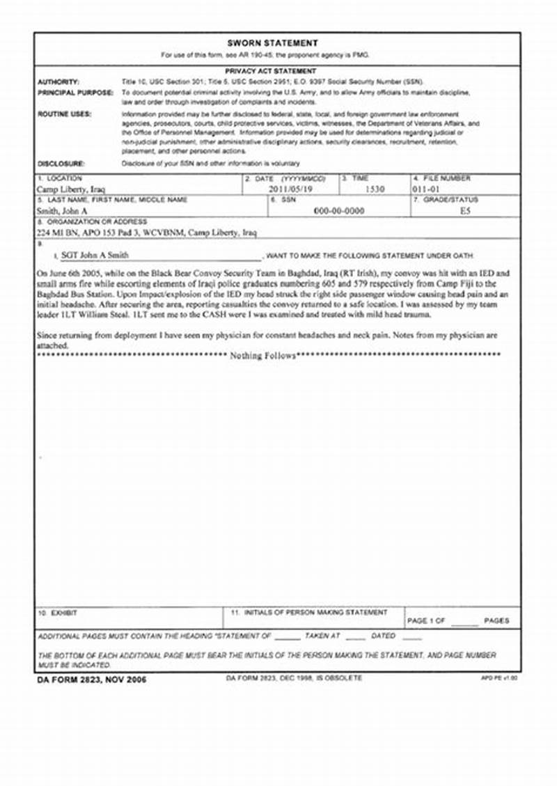 Da Form 2823 Example