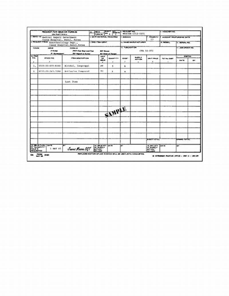 Da Form 3161 Example