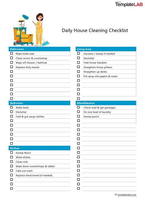 Daily Cleaning Checklist Template
