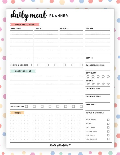 Daily Meal Planning Template