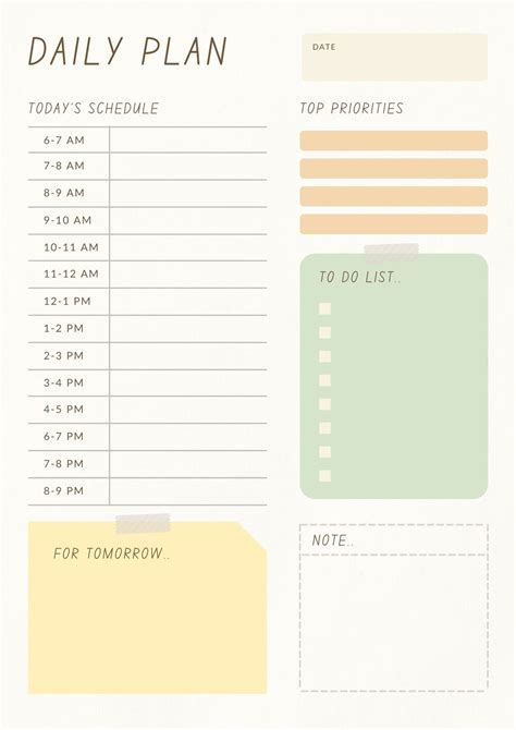 Daily Routine Cute Daily Planner Template