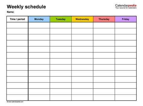Daily Schedule Template Editable