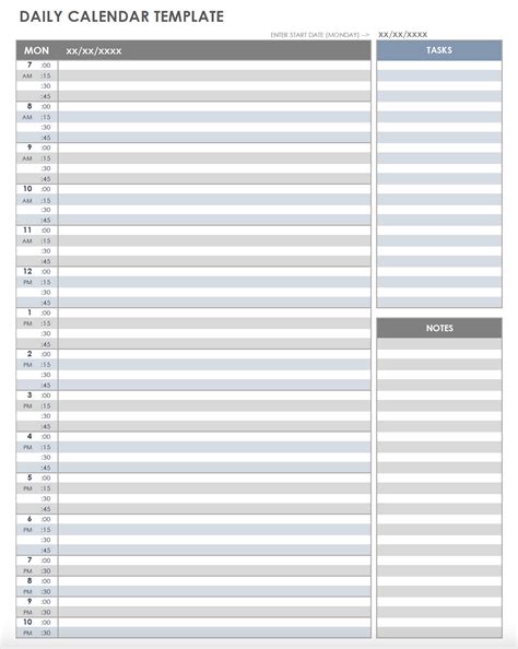 Daily Template Calendar