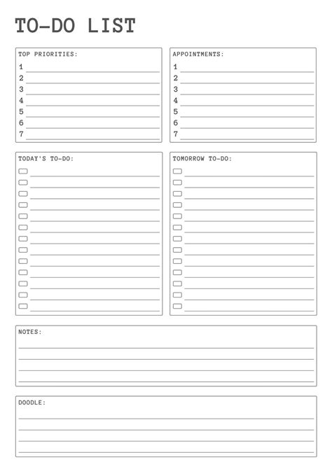 Daily Work To Do List Template