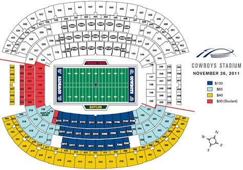 Dallas Cowboys Stadium Chart