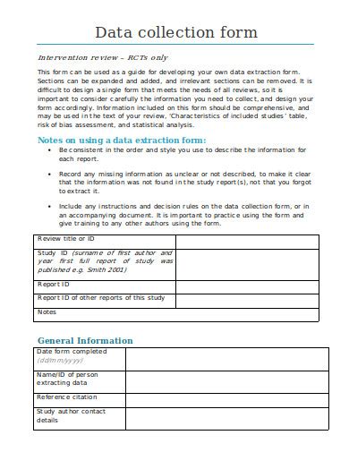 Data Collection Form Template Word