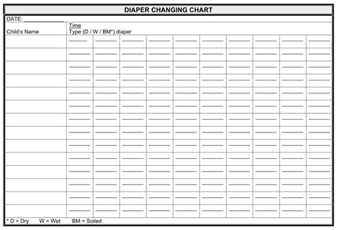 Daycare Printable Diaper Change Log