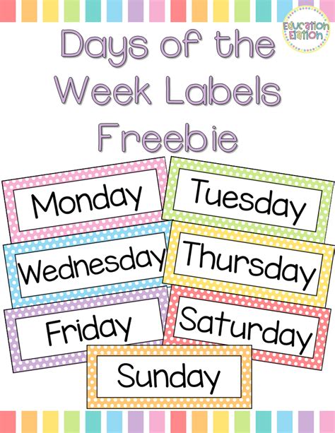 Days Of The Week Printables