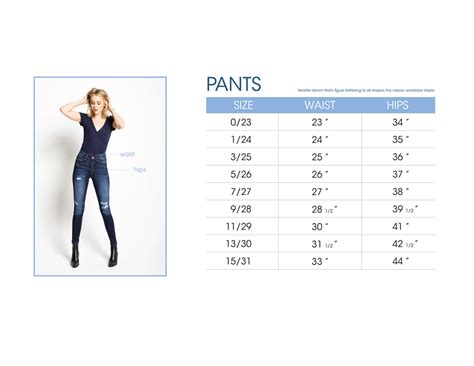 Daze Jeans Size Chart