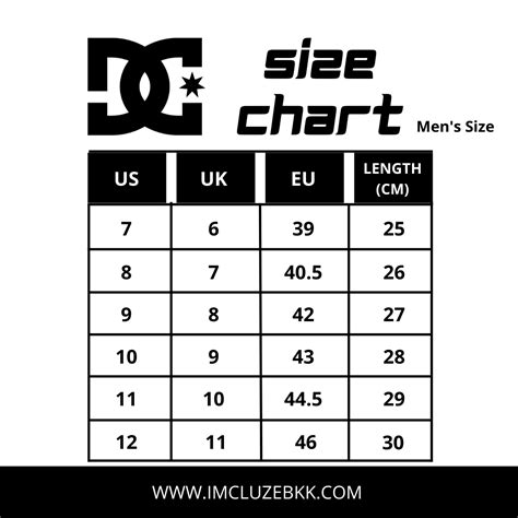 Dc Shoes Chart Size
