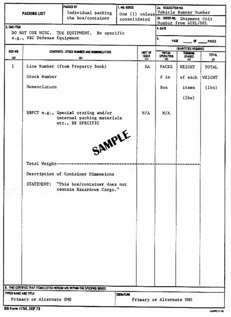 Dd Form 1750 Example