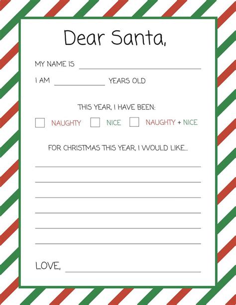 Dear Santa Letter Template Free